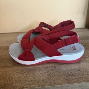 Clarks Arla Belle Sandals Womens 11 Cross Strap Slingback Red cloudsteppers